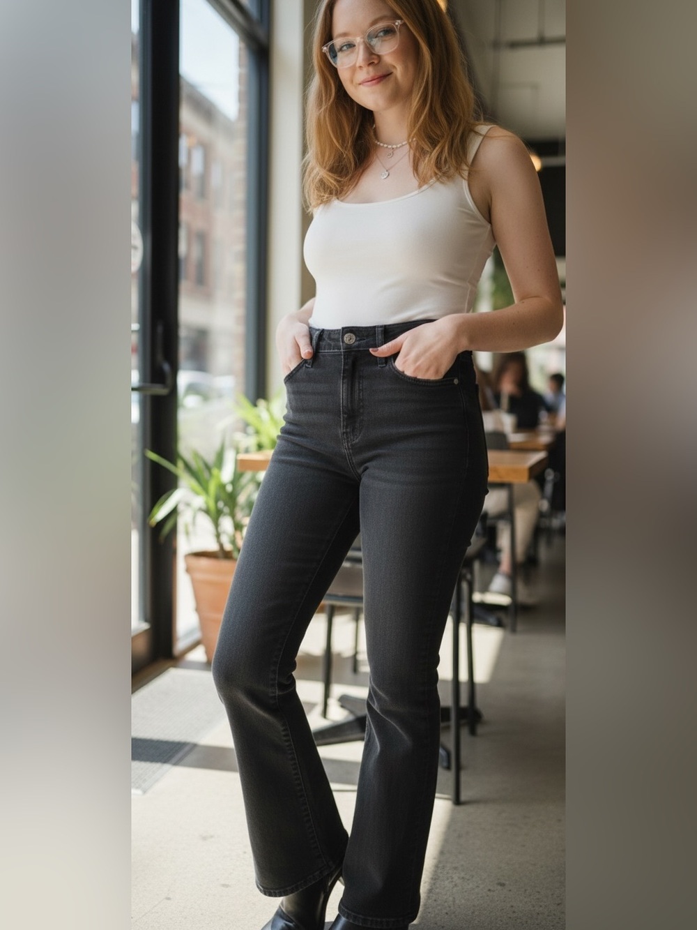 rag & bone Black Flare Wide-Leg Jeans